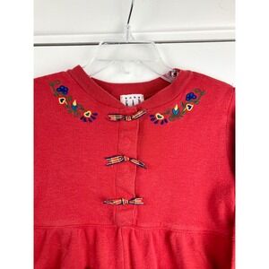 Vintage Baby Gap Red Embroidered Jumpsuit Toddler Girls 18-24M